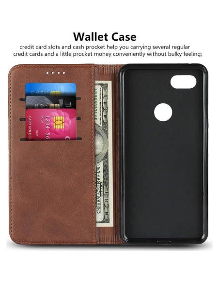 Funda de Cartera iCoverCase para Google Pixel 3 - Cuero PU Marrón Funda de Cartera iCoverCase para Google Pixel 3 - Cuero PU Marrón