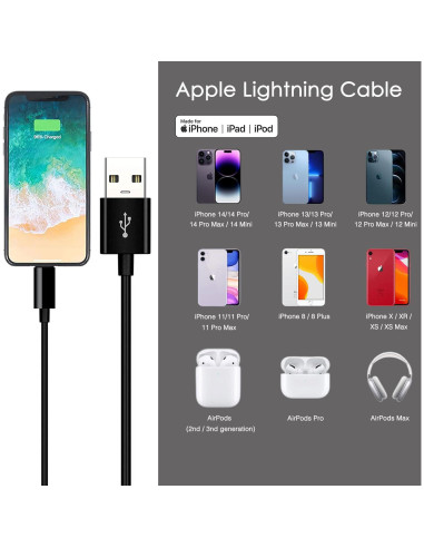 Cable Carplay USB A a Lightning Abysssea 1m para iPhone