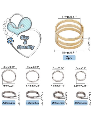 Anillos de Separación Acero Inoxidable PH PandaHall 1120 Pcs 5-8mm