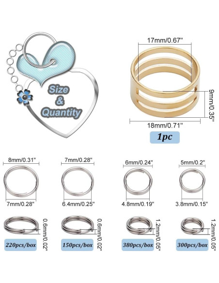 Anillos de Separación Acero Inoxidable PH PandaHall 1120 Pcs 5-8mm Anillos de Separación Acero Inoxidable PH PandaHall 1120 Pcs 5-8mm