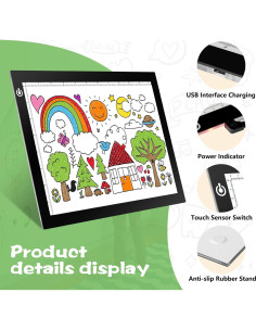Caja de Luz LED A4 RTjoy 22.86x30.48 cm USB Ajustable 2