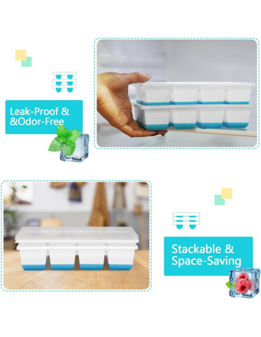 Bandejas de Hielo Grandes SVOST 2 Pack Silicona Flexibles