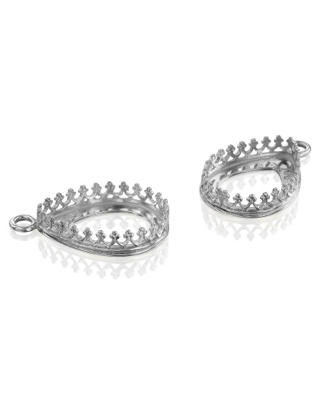 Bandejas de Colgante de Plata Esterlina 925 Stera Jewelry - 2 Piezas 13x18mm Bandejas de Colgante de Plata Esterlina 925 Stera Jewelry - 2 Piezas 13x18mm