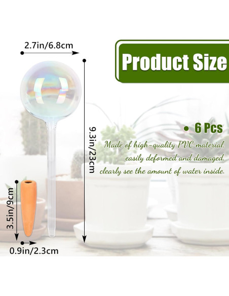 6 Esferas de Riego Automático de Vidrio Iridiscente para Plantas 6 Esferas de Riego Automático de Vidrio Iridiscente para Plantas