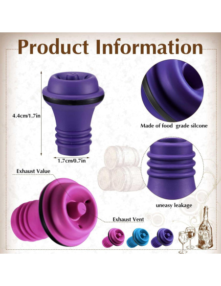 24 Tapones de Vacío para Vino Leinuosen Silicona Reutilizables 24 Tapones de Vacío para Vino Leinuosen Silicona Reutilizables