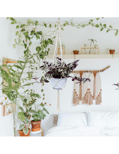 Colgador de Plantas NIPNSCI 89 cm Algodón Marfil Boho
