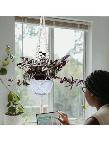 Colgador de Plantas NIPNSCI 89 cm Algodón Marfil Boho