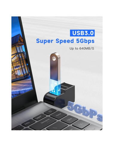 Adaptador USB 3.0 FORIDA Hub 3 Puertos Negro - Divisor Portátil