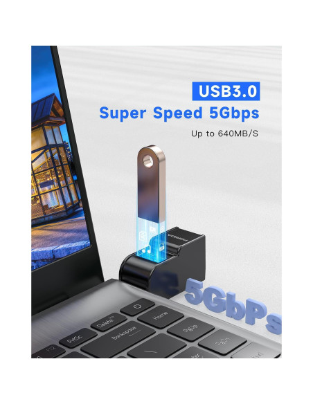 Adaptador USB 3.0 FORIDA Hub 3 Puertos Negro - Divisor Portátil Adaptador USB 3.0 FORIDA Hub 3 Puertos Negro - Divisor Portátil