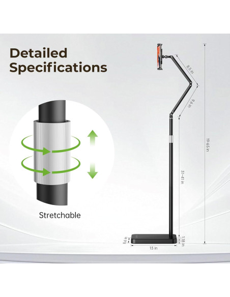 Soporte de Piso para Tablet POLESTO Ajustable 4.8 kg 65 in Soporte de Piso para Tablet POLESTO Ajustable 4.8 kg 65 in
