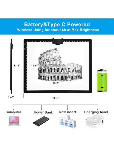 Tablero de Luz A3 TOHETO LED Recargable para Dibujo y Pintura Tablero de Luz A3 TOHETO LED Recargable para Dibujo y Pintura