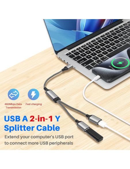 Divisor USB 1 en 2 Lamroyce 0.61m Macho a Doble Hembra Divisor USB 1 en 2 Lamroyce 0.61m Macho a Doble Hembra