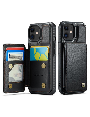 Funda de Cartera Vinich para iPhone 11 con Bloqueo RFID Negra