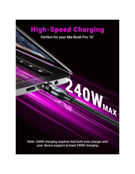 Cable de carga magnético USB C 240W VAFOTON 1.83m 360 Cable de carga magnético USB C 240W VAFOTON 1.83m 360