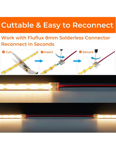 Tira LED COB 5m Fluflux Luz Blanca Neutra 3500K 24V CRI 95
