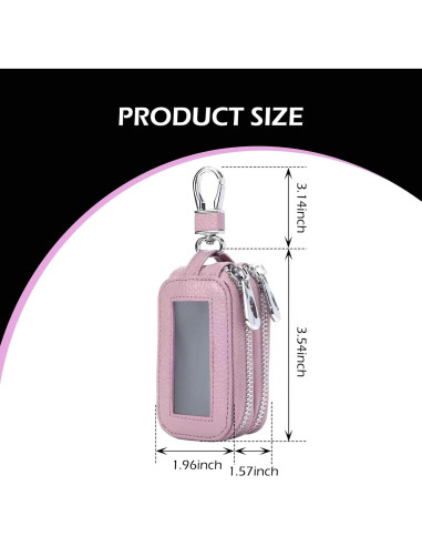 Funda de Llave de Coche de Cuero Rosa Universal - Soporte Práctico