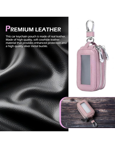 Funda de Llave de Coche de Cuero Rosa Universal - Soporte Práctico Funda de Llave de Coche de Cuero Rosa Universal - Soporte Práctico