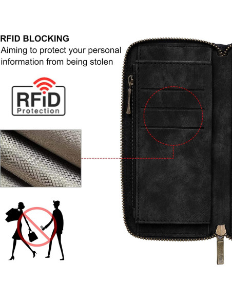 Funda Rssviss Plegable para iPhone 16 6.1" con Soporte y RFID Funda Rssviss Plegable para iPhone 16 6.1" con Soporte y RFID
