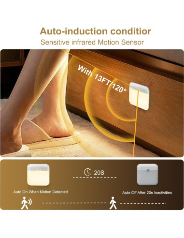 Paquete de 4 luces nocturnas recargables LED con sensor