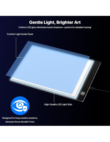 Caja de Luz LED A4 WELLFAR Ultra Fina Ajustable USB 32x21cm