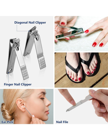 Kit de Manicura Geosar 50 Piezas Acero Inoxidable Negro Kit de Manicura Geosar 50 Piezas Acero Inoxidable Negro