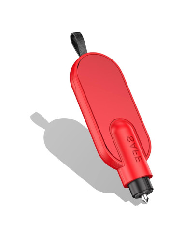 Martillo de Seguridad 2 en 1 ACEBON Rojo - Rompe Cristales y Cortador de Cinturón