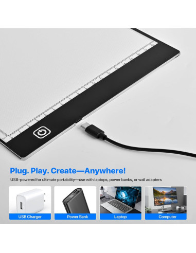 Caja de Luz LED A4 WELLFAR Ultra Fina Ajustable USB 32x21cm