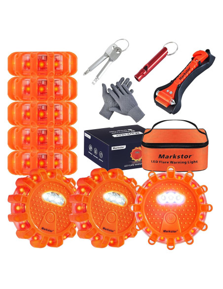 Flares LED de Emergencia Markstor 8 Piezas 15 LEDs Ámbar Flares LED de Emergencia Markstor 8 Piezas 15 LEDs Ámbar