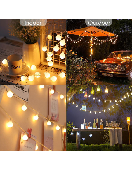 Paquete de 2 luces de cadena LED Tasodin 40 LEDs 6.1m blanco cálido Paquete de 2 luces de cadena LED Tasodin 40 LEDs 6.1m blanco cálido
