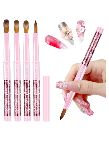 Conjunto de Pinceles para Uñas Acrílicas Kolinsky 4PCS