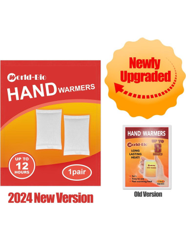 Calentadores de Manos Desechables WORLD-BIO - 20 Paquetes, 8 Horas Calor