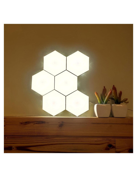Luz LED Hexagonal Modular Tehoi Táctil Blanca 6 Pcs Luz LED Hexagonal Modular Tehoi Táctil Blanca 6 Pcs