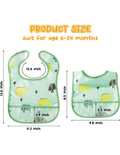 Conjunto de 6 Baberos Impermeables 2ooya para Bebés 6-24 Meses 2