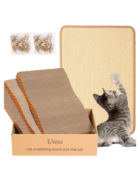 Alfombra Rascadora para Gatos Uross con 3 Tableros Sisal Alfombra Rascadora para Gatos Uross con 3 Tableros Sisal
