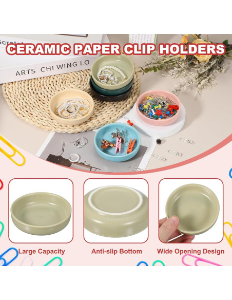 Soporte para Clips de Papel Cerámica PATIKIL Verde Matcha 90x25mm Soporte para Clips de Papel Cerámica PATIKIL Verde Matcha 90x25mm