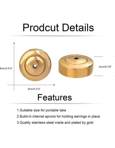 Resortes para Pendientes JIACHARMED 4PCS Oro Blanco 18K Resortes para Pendientes JIACHARMED 4PCS Oro Blanco 18K