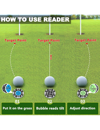 Lector de Green de Golf Tsocent - Paquete de 2 con Clip