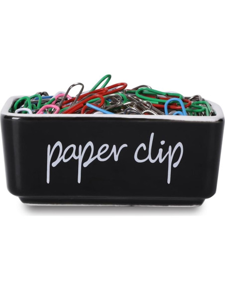 Soporte de Clips de Papel Cerámica ONTUBE Negro 8.4 cm Soporte de Clips de Papel Cerámica ONTUBE Negro 8.4 cm