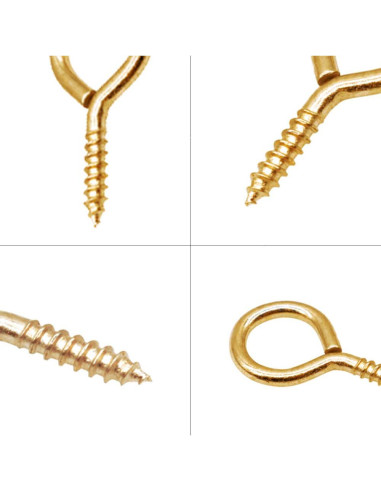 Kit de Ojos de Tornillo Dorados ECKJ 100 Piezas 6 Tamaños