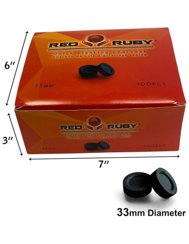 Discos de Carbón Rubí Rojo - 100 Tabletas Encendido Rápido