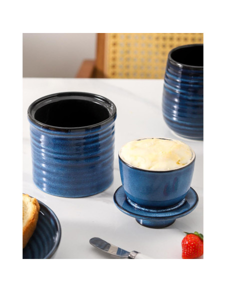 Crock de Mantequilla Tikooere Cerámica Azul 227g con Tapa Crock de Mantequilla Tikooere Cerámica Azul 227g con Tapa