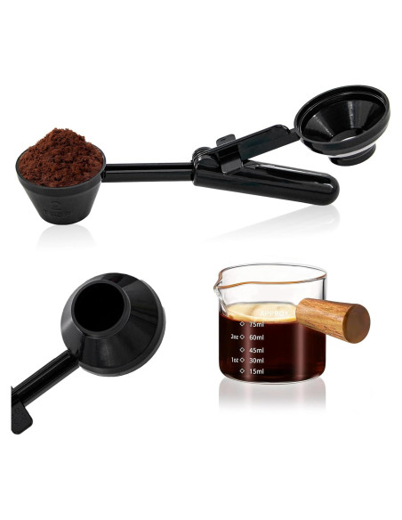 Cucharón Embudo Xorim con Taza de Espresso de Vidrio Cucharón Embudo Xorim con Taza de Espresso de Vidrio