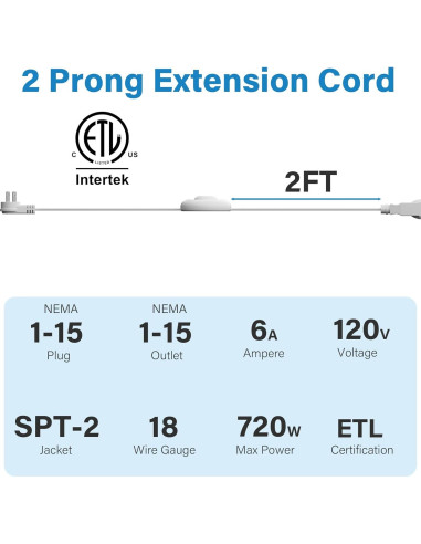 Cable de Extensión HiFind 1.22m con Interruptor de Pie Blanco