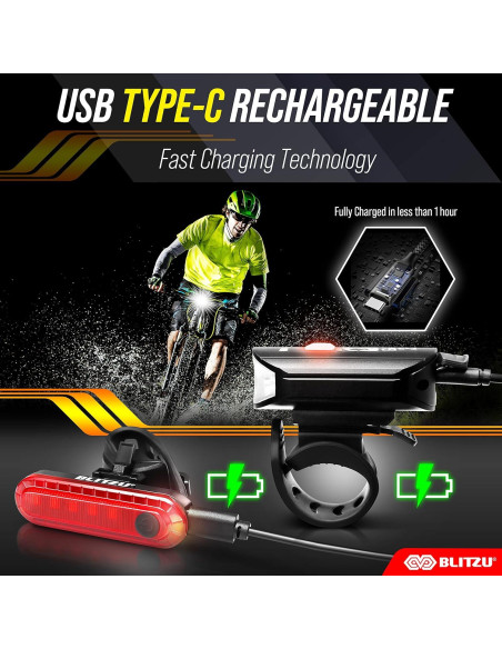 Juego de Luces de Bicicleta BLITZU Gator 390 Recargables LED Juego de Luces de Bicicleta BLITZU Gator 390 Recargables LED