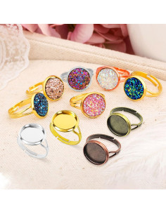 80 Anillos Ajustables en Blanco Ximalun 12mm DIY Joyería 2