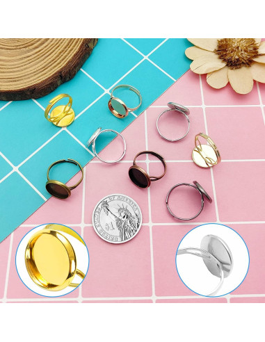 80 Anillos Ajustables en Blanco Ximalun 12mm DIY Joyería