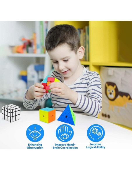 Set de 6 Cubos Mágicos Lelongma con Caja de Almacenamiento Set de 6 Cubos Mágicos Lelongma con Caja de Almacenamiento