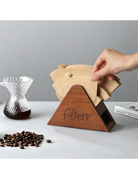 Soporte para Filtros de Café LBEMEY de Madera de Acacia Soporte para Filtros de Café LBEMEY de Madera de Acacia