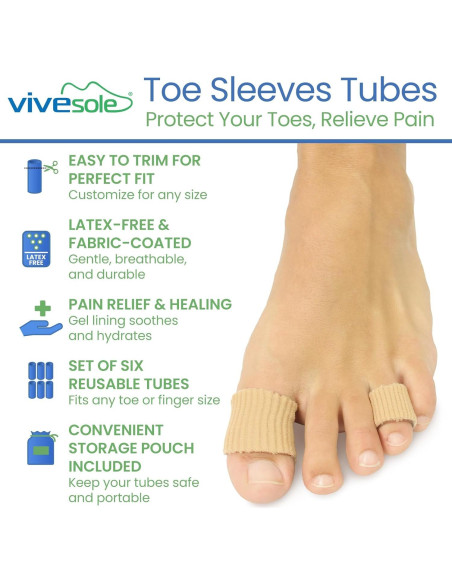 Tubos para Dedos ViveSole - Separadores y Protectores (6 Pzs) Tubos para Dedos ViveSole - Separadores y Protectores (6 Pzs)