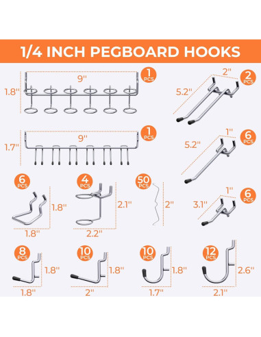 Organizador de Pared INCLY 70PCS con Tablero Perforado Negro